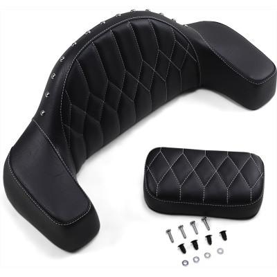Mustang Trunk-mounted Passenger Backrest and Armrest w/ White Stitching For '15-Up Indian Roadmaster