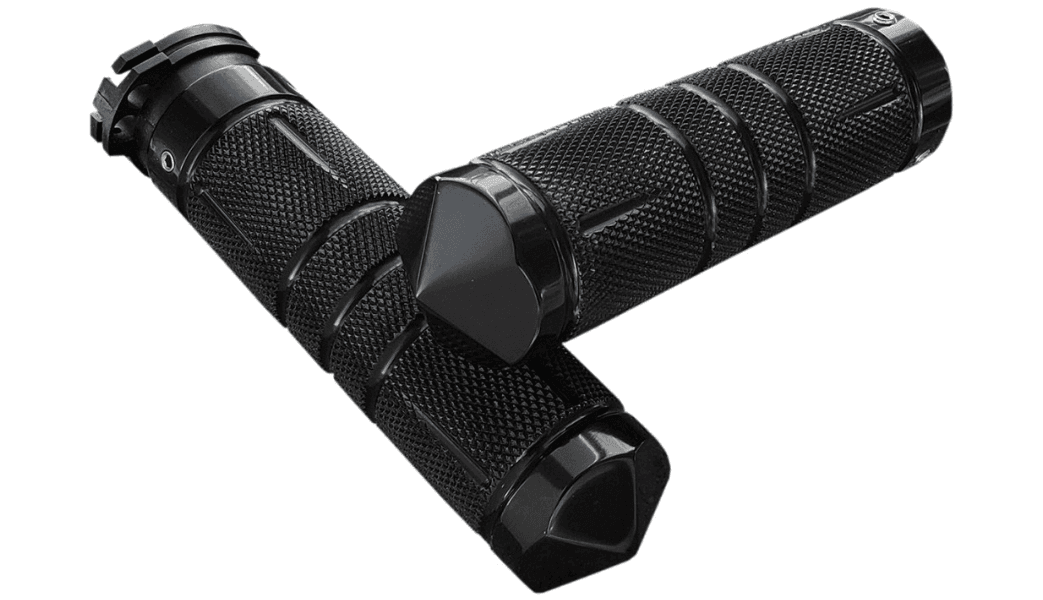 Accutronix Knurled Diamond Handlebar Grips for Harley Davidson Models '08-23