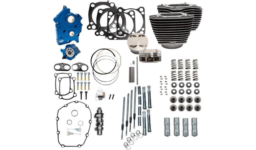 S&S Cycle 128" Power Pack for '17-Up Harley Davidson Touring Oil Cooled - Wrinkle Black w/ Highlighted Fins