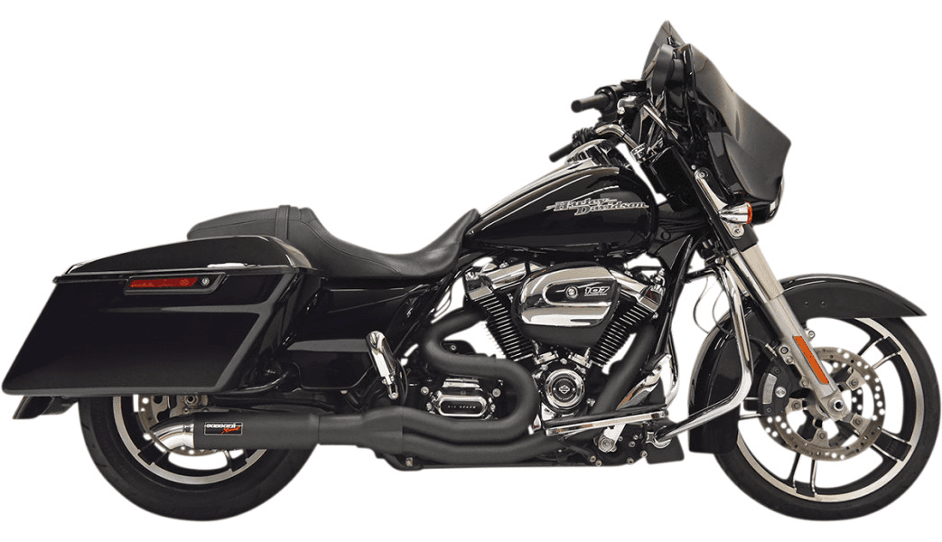 Bassani Road Rage II 2-Into-1 with Hot Rod Turnout Muffler System for '17-Up Harley Davidson Touring Models - Black