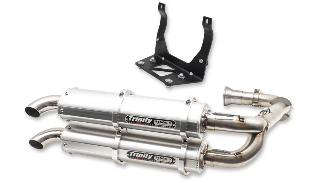Trinity Racing Stage 5 Dual Exhaust System for Maverick X3 Turbo R 900 4x4 - Brushed