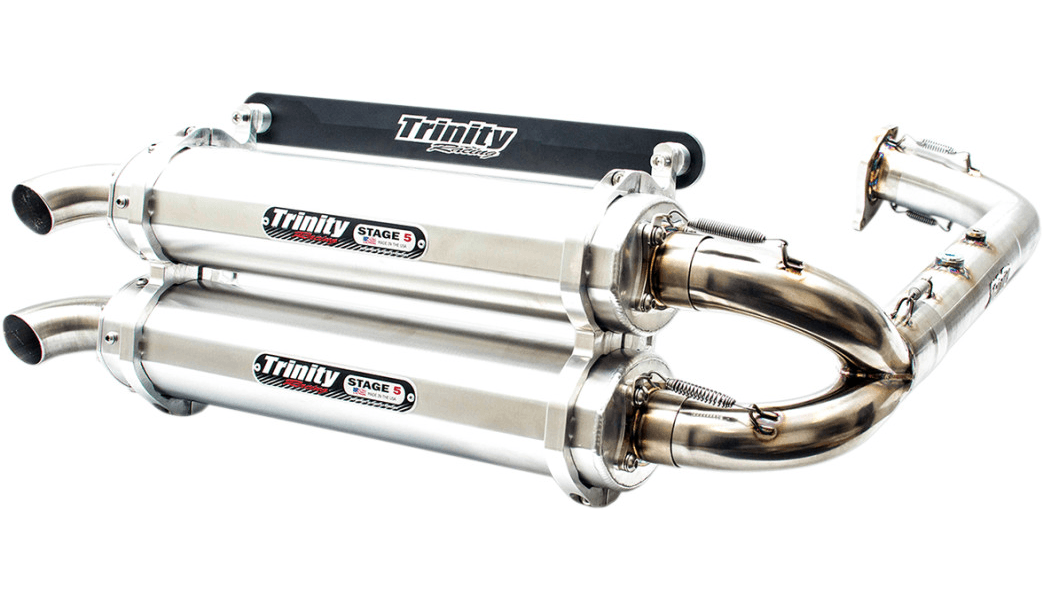 Trinity Racing Stage 5 Dual Exhaust for Polaris RZR XP Turbo Models - Brushed
