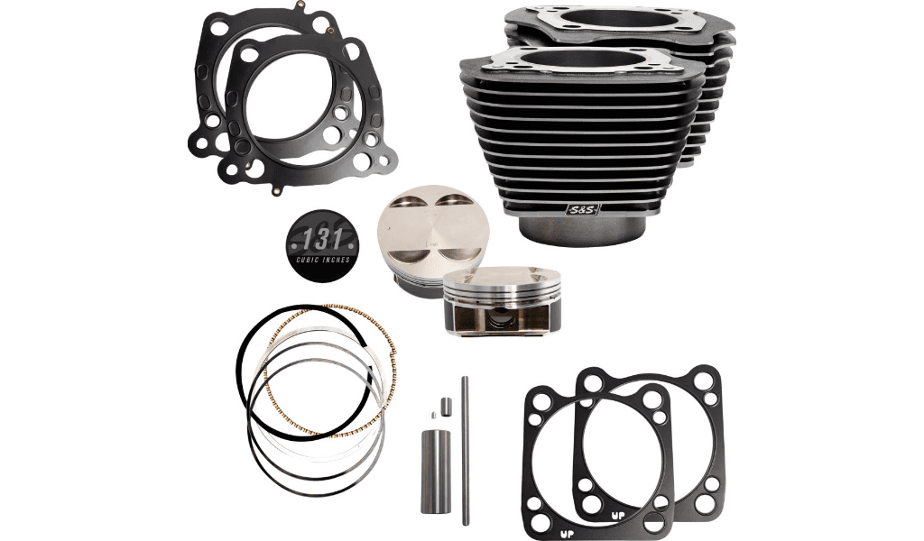 S&S Cycle 131" Stroker Cylinder and Piston Kit with Granite Fins for Harley Davidson M-8