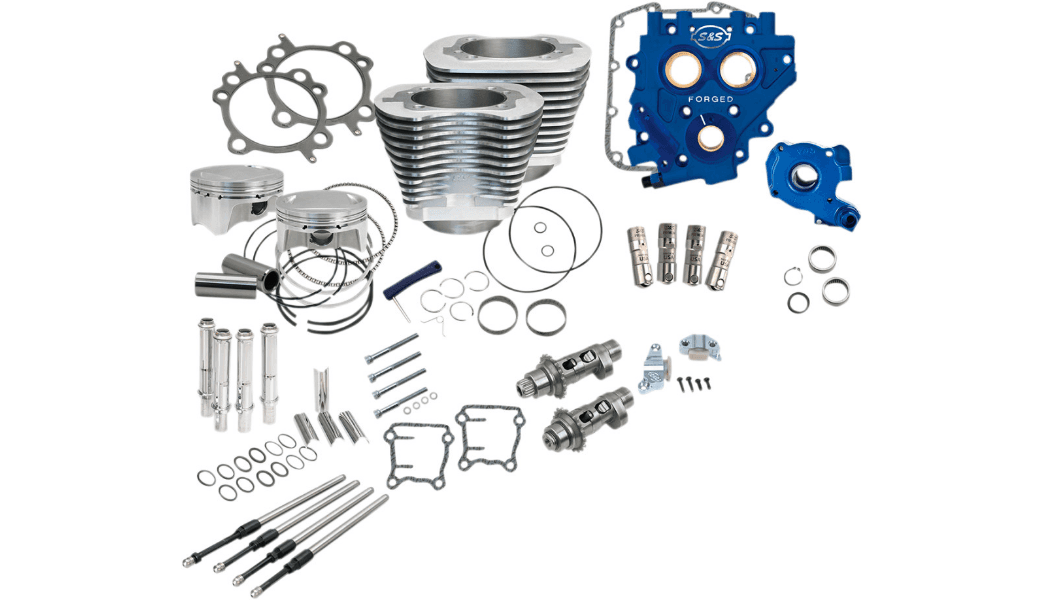 S&S Cycle 110" Power Package for '07-17 Harley Davidson Twin Cam 88 Models with 585 Easy Start Chain Drive Cams - Silver