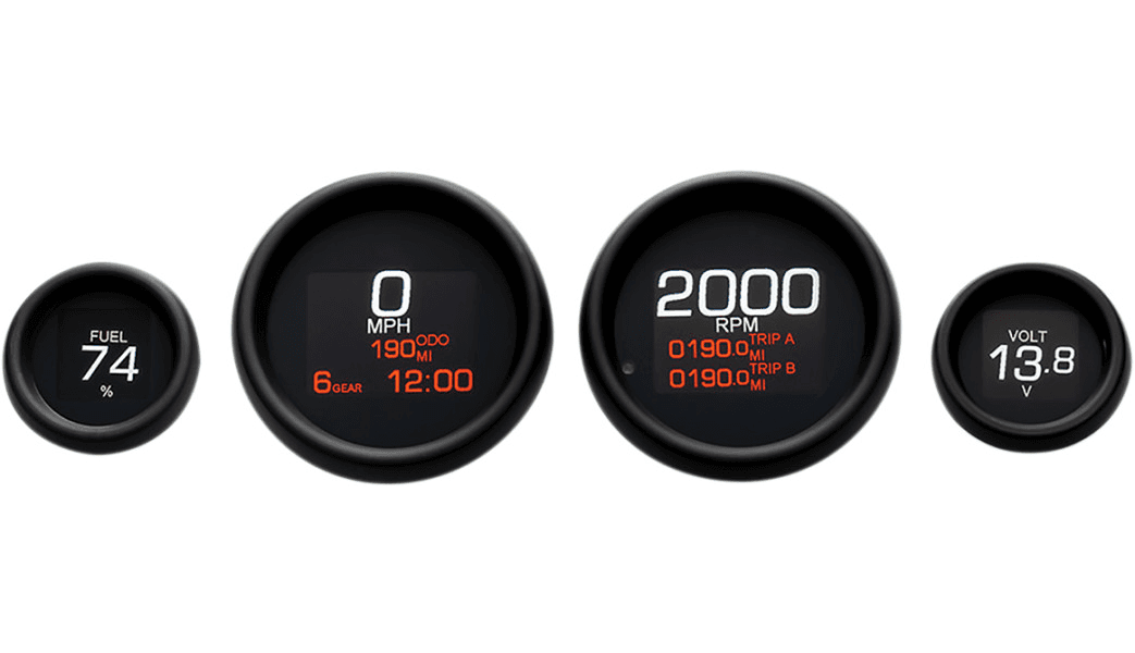 Dakota Digital Four-Gauge MLX Series Kit for '04-13 Harley Davidson Touring Models - Black Bezels