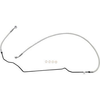 Magnum Shielding Braided Front Upper ABS Brake Line for ‘18-24 Indian Scout Bobber - Sterling Chromite