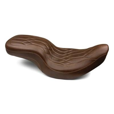 Mustang Wide Tripper One-Piece Seat with Diamond Stitching for Indian Touring Models '14-Up - Brown