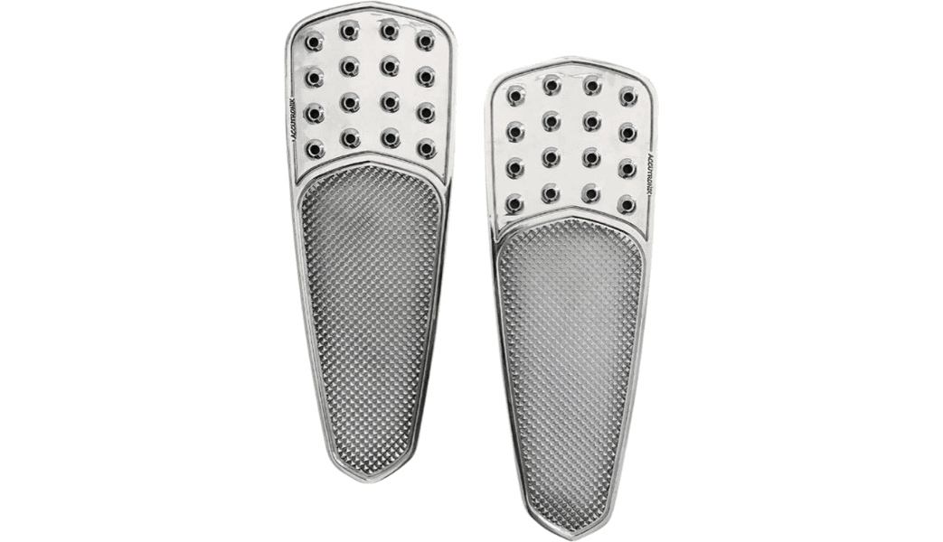 Accutronix Teardrop Front Floorboards for '84-Up Harley Davidson FLH & FLT Baggers & '86-17 FLST - Chrome Knurled