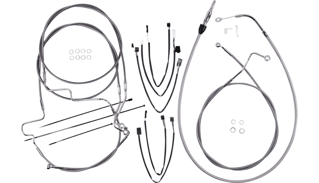 Magnum Stainless DOT Handlebar Installation Kit for '21-22 Harley Davidson FLHT/​FLHTK/​FLHX/​FLHXS w/ABS with 12" to 14" Apes - Chrome Fittings