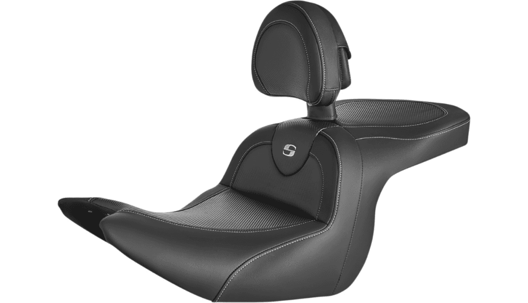 Saddlemen Roadsofa Seat with Driver Backrest for '18-Up Honda GL1800 Gold Wing- Carbon Fiber Weave