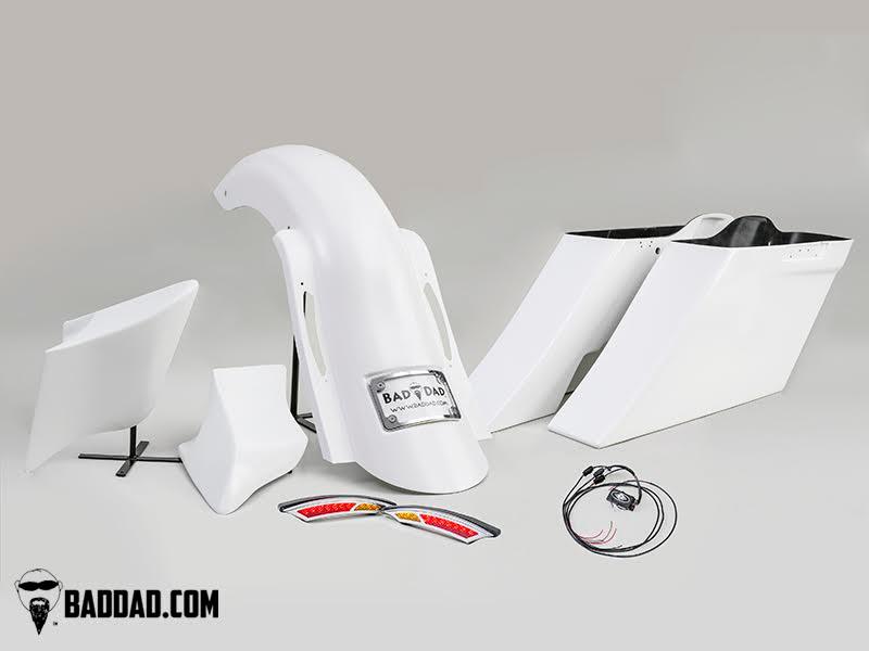 Bad Dad Competition Color Matched 4.5" Stretched Saddlebags and Rear Fender Kit for '09-13 Harley Davidson Touring