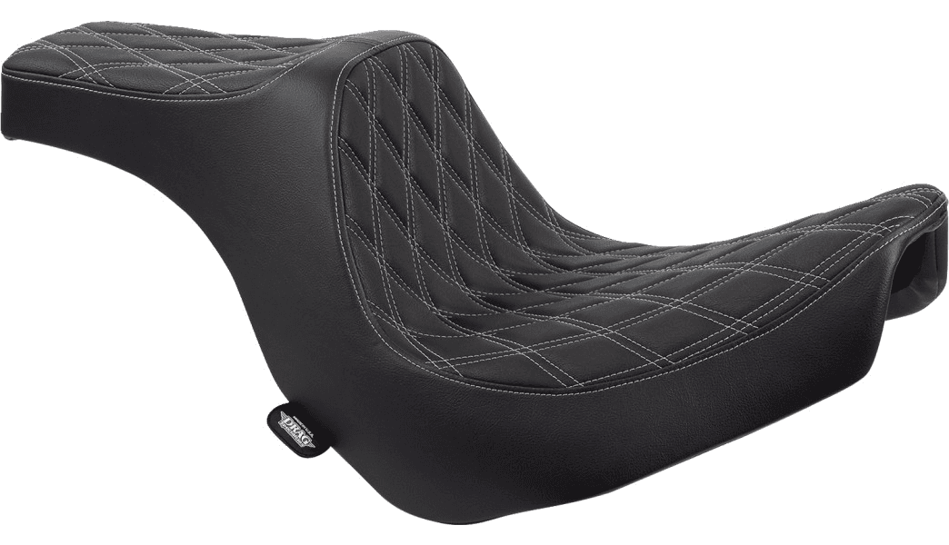 Drag Specialties Predator III Seat for '18-Up Harley Davidson Softail Low Rider Models and Sport Glide - Double Diamond/Black w/ Silver Stitching 