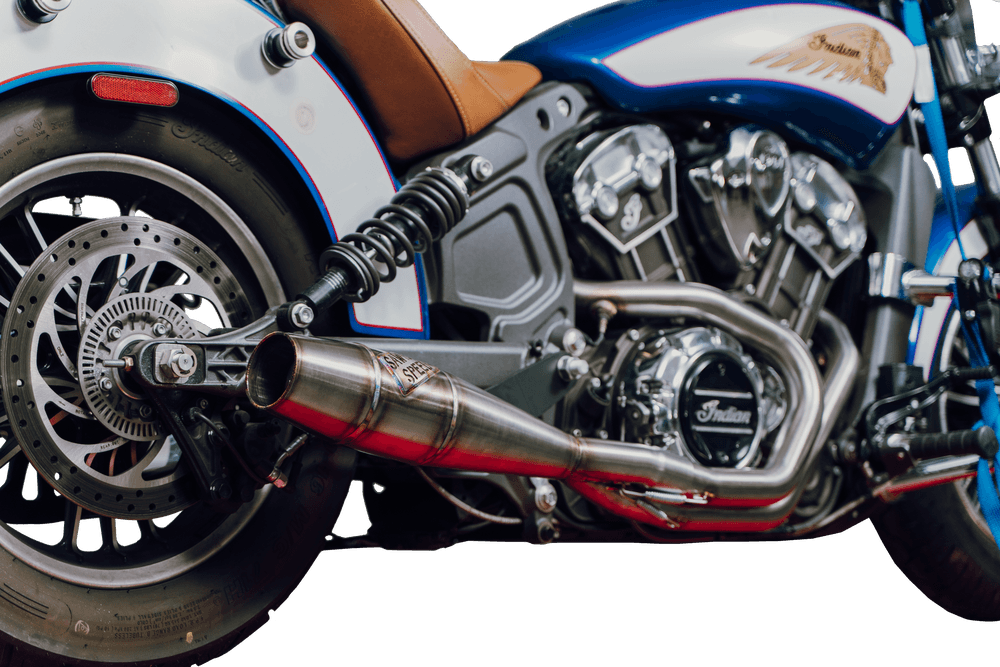 Sawicki Speed Full Length Cannon Exhaust for '01-24 Indian Scout - Brushed Stainless Steel or Black