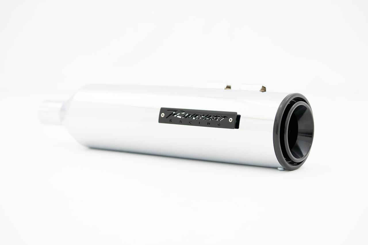 Rinehart Racing 4.5" HP45 Slip On Mufflers for '17-Up Harley Davidson Touring - Chrome w/ Black PVD End Caps