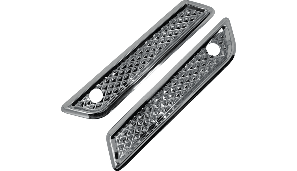 Covingtons Diamondback Saddlebag Hinge Covers for '14-23 Harley Davidson Touring - Chrome (Sold in Pairs)