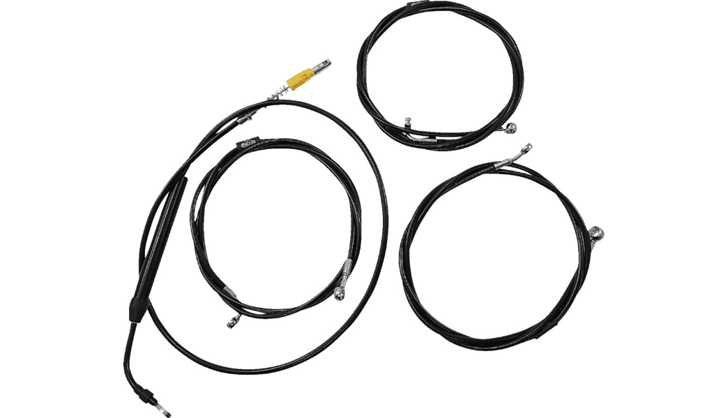 LA Choppers Standard Black Vinyl Braided Handlebar Cable/Brake Line Kit 12-14" Ape Hanger for '21-22 Harley Davidson Road Glide and Road King Models