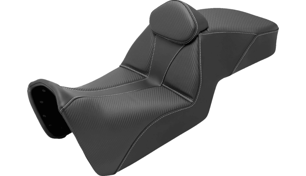 Saddlemen Adventure Tour Seat with Backrest for '21-Up Harley Davidson Pan America - Carbon Fiber/Whisper Black  - Low