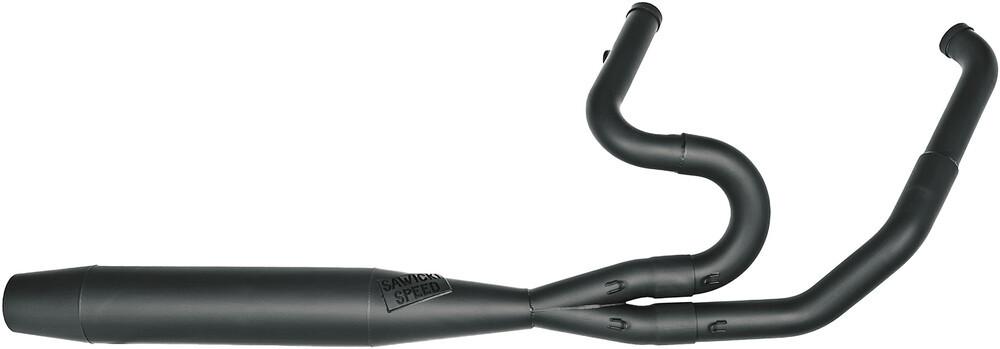 Sawicki 2into1 Stainless Steel Mid Length Cannon Exhaust for '99-16 Harley Davidson Twin Cam Touring - Black