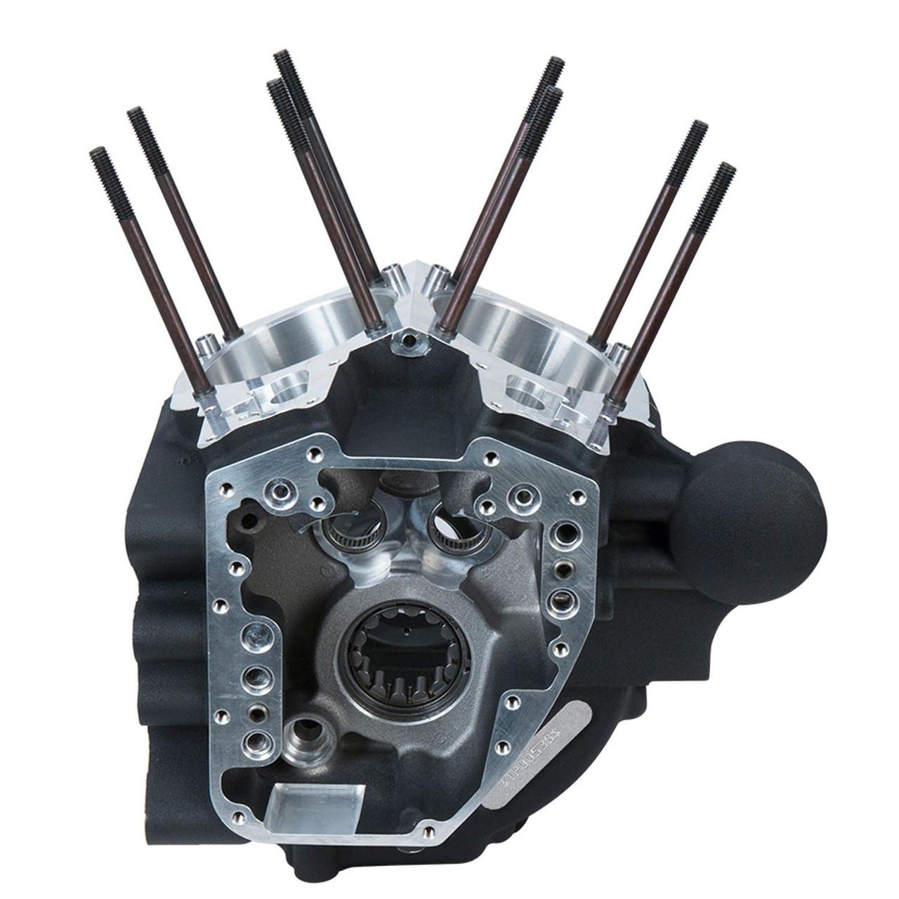 S&S Cycle Engine Crankcase for '06-17 Harley Davidson Dyna Models with Stock Bore, Alternator Style - Wrinkle Black