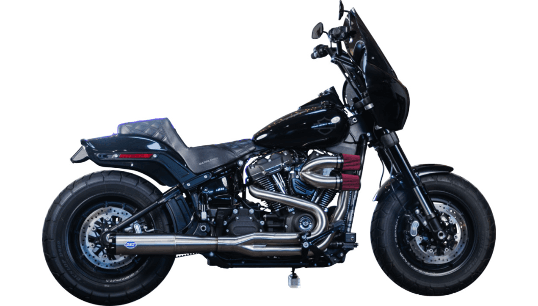 S&S Cycle 2-into-1 Superstreet Exhaust System for '18-Up Harley Davidson Softail Models - Brushed Stainless Steel (Click to see fitment)