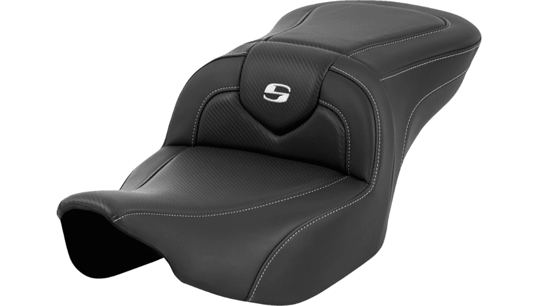Saddlemen Roadsofa Extended Reach Seat for '23-24 Harley Davidson CVO Street Glide FLHXSE and '24-Up Road Glide and Street Glide (Does NOT fit Trike) - Silver Stitching 