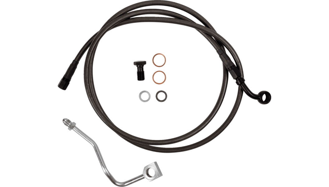 Barnett Upper Brake Line for '23-24 Harley Davidson CVO Road Glide - Carbon Coat w/ Black Fittings - +8"