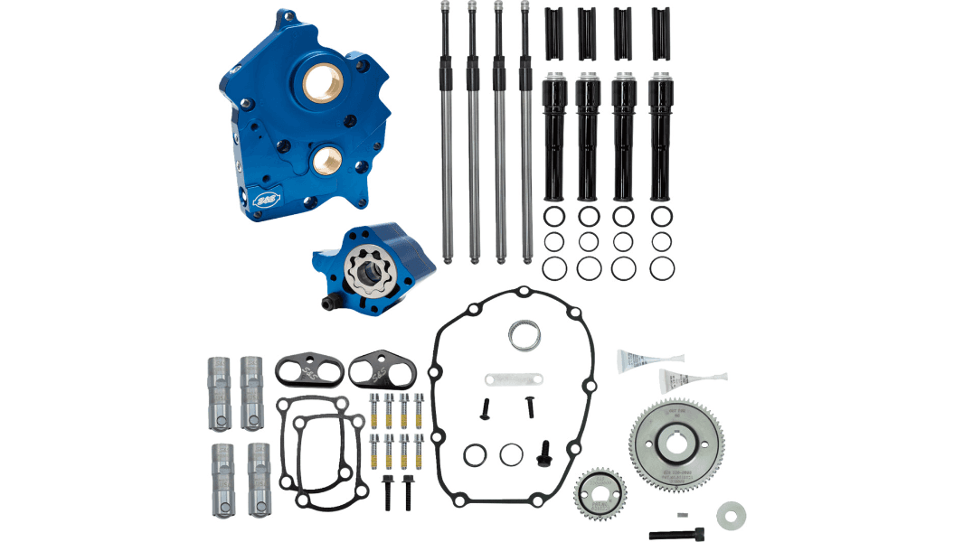 S&S Cycle Cam Chest Kit (without Cams) for 17-Up Harley Davidson Water Cooled Gear Drive M8 Touring - Black Pushrods