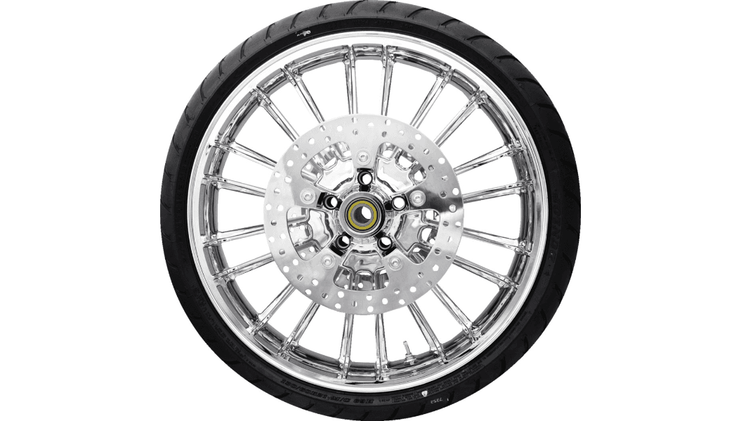Coastal Moto Atlantic Wheel/Tire Combo Front Wheel with ABS for '08-23 Harley Davidson Touring (21"/Chrome)/Rotors (11.8")/Dunlop Tire (130/60B21)
