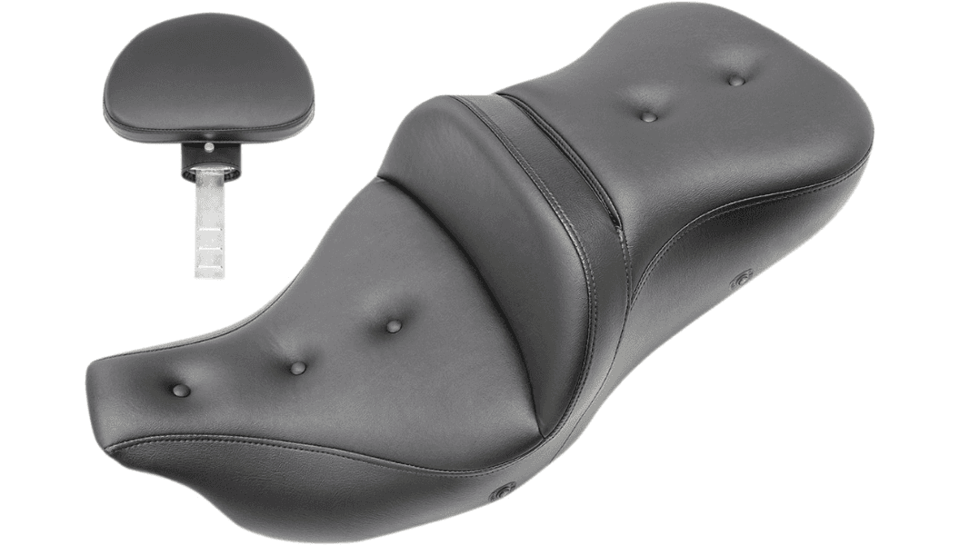 Saddlemen HEATED Roadsofa Pillow Top Seat (with Backrest) for '09-23 Harley Davidson Tri Glide FLHTCUTG - Black 