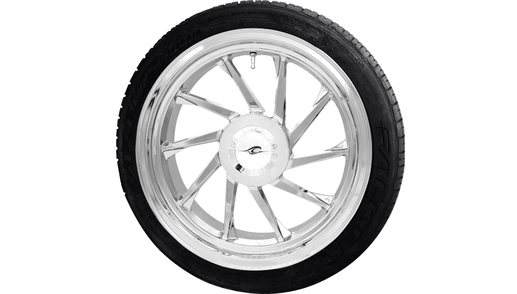 Coastal Moto Hurricane 3D Rear Right Wheel /Tire Combination for '09-24 Harley Davidson Trike - Chrome (18") | Falken Tire (215/45ZR18)