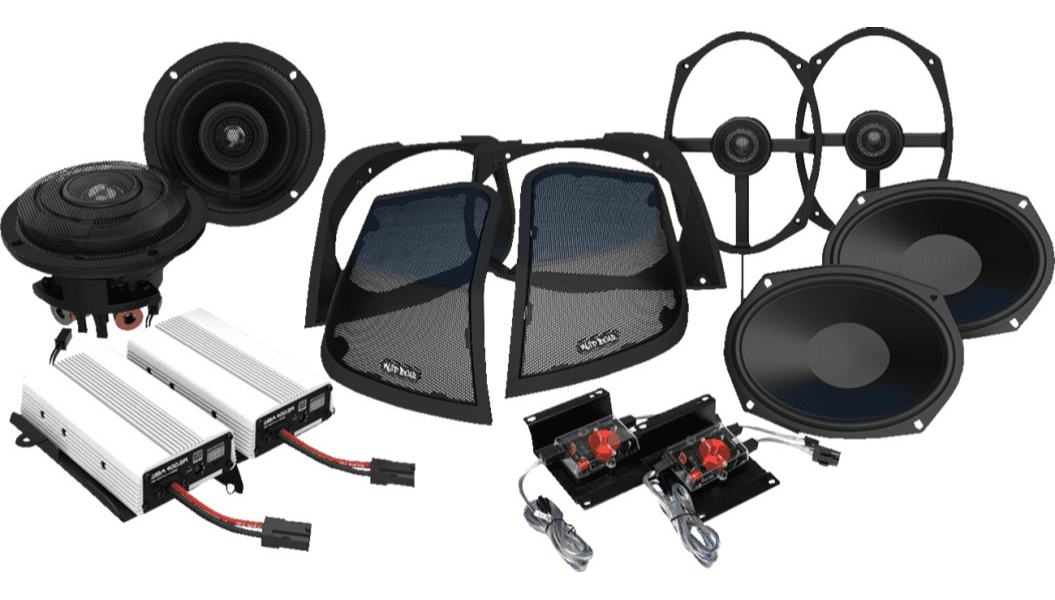 Wild Boar Audio 800W Speaker and Amplifier Kit with Cut-In Lid Adaptors for '14-24 Harley Davidson FLHTK, '14-23 FLHX (except 23 FLHXSE), 14-19 FLHTCU