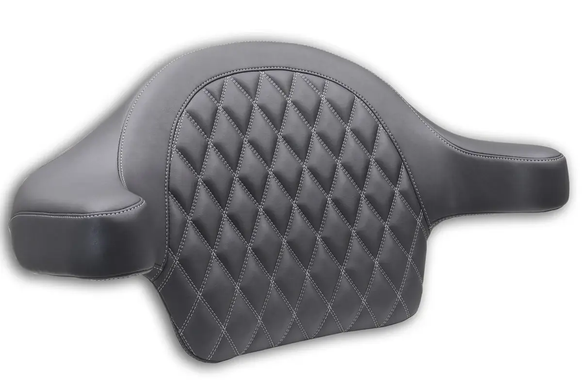 Mustang Double Diamond Extended Arm Wrap-Around Backrest for '14-25 Harley-Davidson FL Touring w/ King Tour Pak (Select Stitching Color)