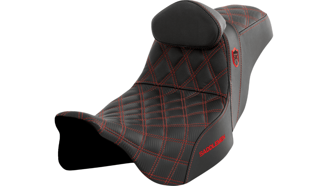 Saddlemen Pro Series SDC Performance Grip Seat for '08-Up Harley Davidson Touring (Not for '24-Up FLHX/FLTR Models) Red Stitching