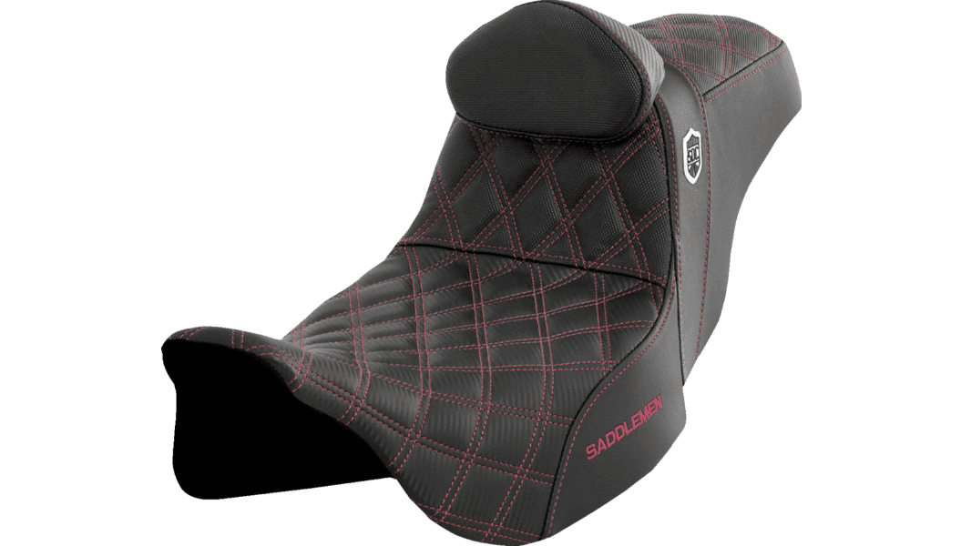 Saddlemen Pro Series SDC Performance Grip Seat for '08-Up Harley Davidson Touring (Not for '24-Up FLHX/FLTR Models) Wine Berry Stitching
