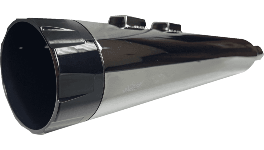 Bassani 4-1/2" Slip-On Mufflers for '06-16 Harley Davidson Twin Cam Touring - Chrome with Black End Cap 