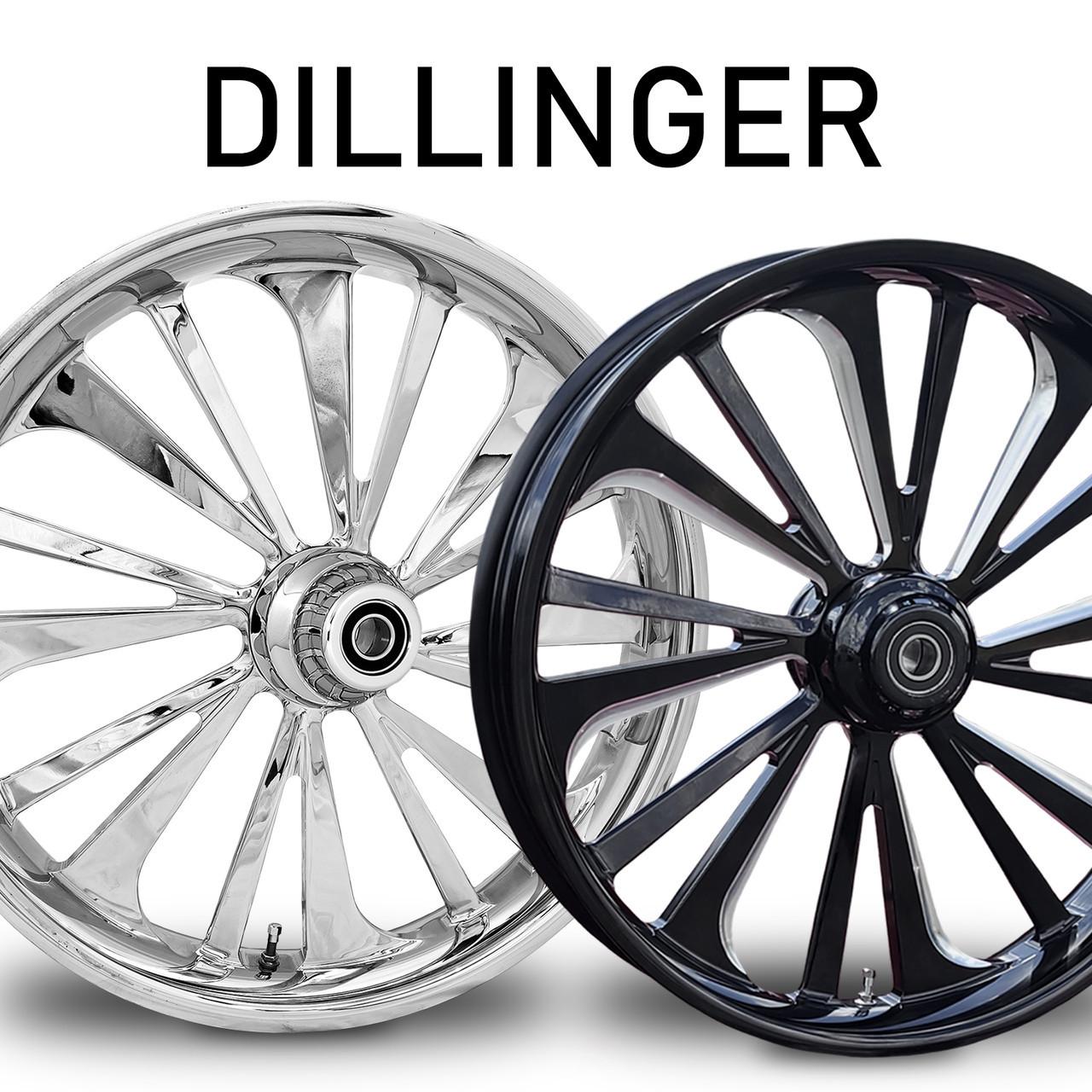 RC Components Dillinger Forged Billet Wheels for Harley Davidson Softail, Dyna, Sportster and V-Rod Models (Select Finish)