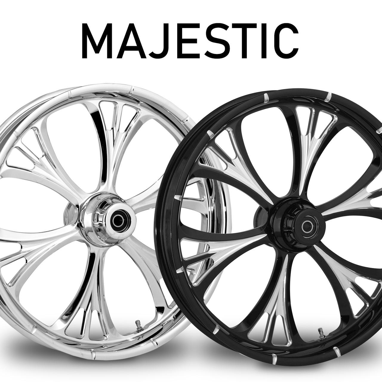 RC Components Majestic Forged Billet Wheels for Harley Davidson Softail, Dyna, Sportster and V-Rod Models (Select Finish)