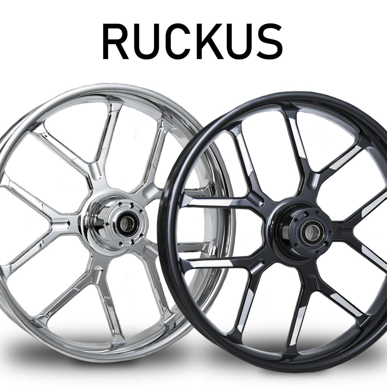 RC Components Ruckus Forged Billet Wheels for Harley Davidson Softail, Dyna, Sportster and V-Rod Models (Select Finish)