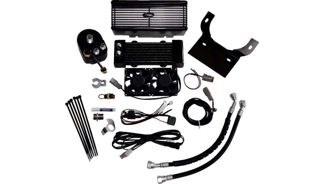 UltraCool 3.0 Below Regulator Mount Oil Cooler with Fan Kit for '09-16 Harley Davidson Touring Models - Flat Black