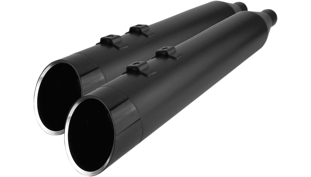 Khrome Werks 4-1/2" HP-Plus Slip-On Mufflers for '96-16 Harley Davidson Touring and '09-24 TriGlide and Freewheeler - Black with Black Edge Tip