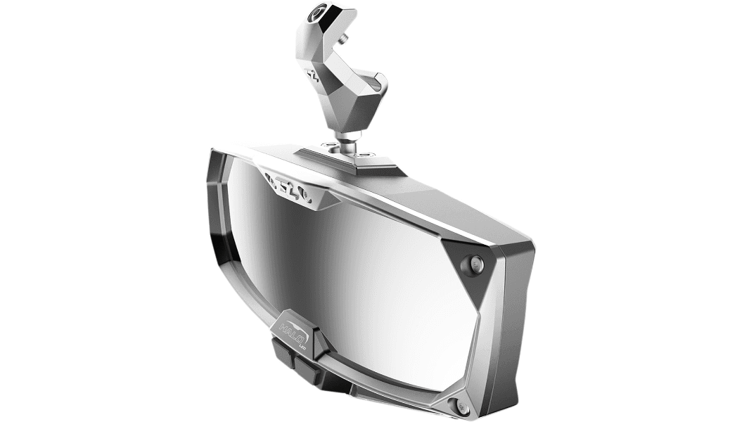 Seizmik Halo R Rear View w/LED Cabin Light Mirror for Polaris Pro-Fit ROPS Models - Silver w/Silver Bezel 