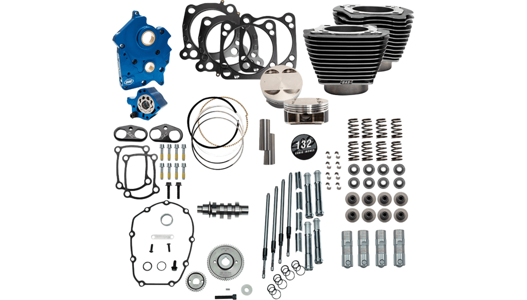 S&S Cycle 132" Power Package Engine Performance Kit for '17-23 Harley Davidson Water Cooled Touring Models - 550 Gear Drive - Black Granite w/Highlighted Fins