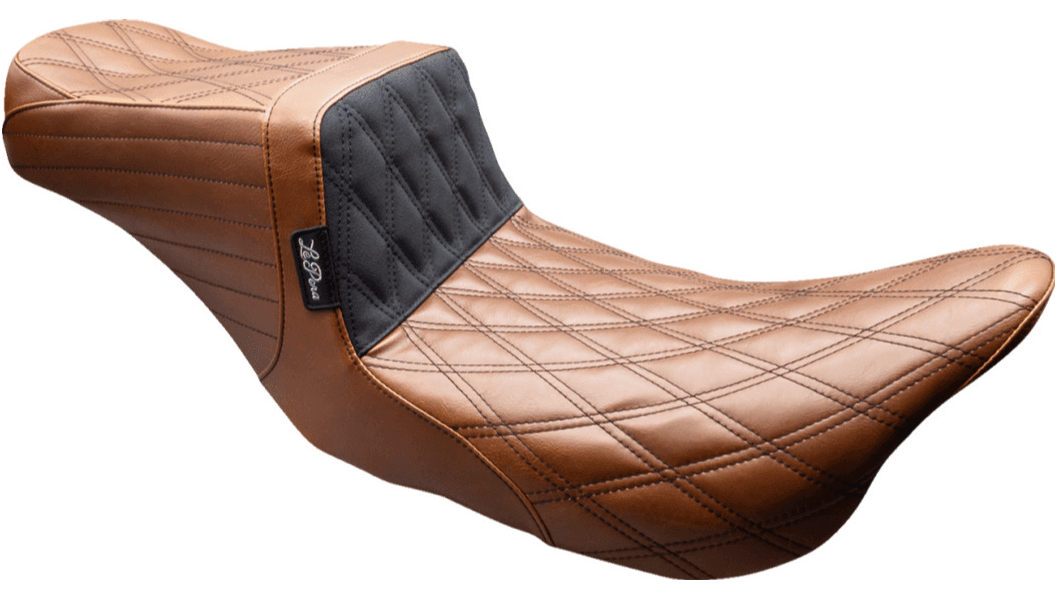 LePera Tailwhip Seat for '08-23 Harley Davidson Touring Models - Brown/Double Diamond/Black Stitch