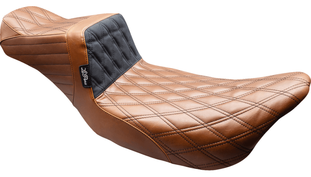 LePera Tailwhip Daddy Long Legs Seat for '08-23 Harley Davidson Touring Models - Brown/Double Diamond/Black Stitch