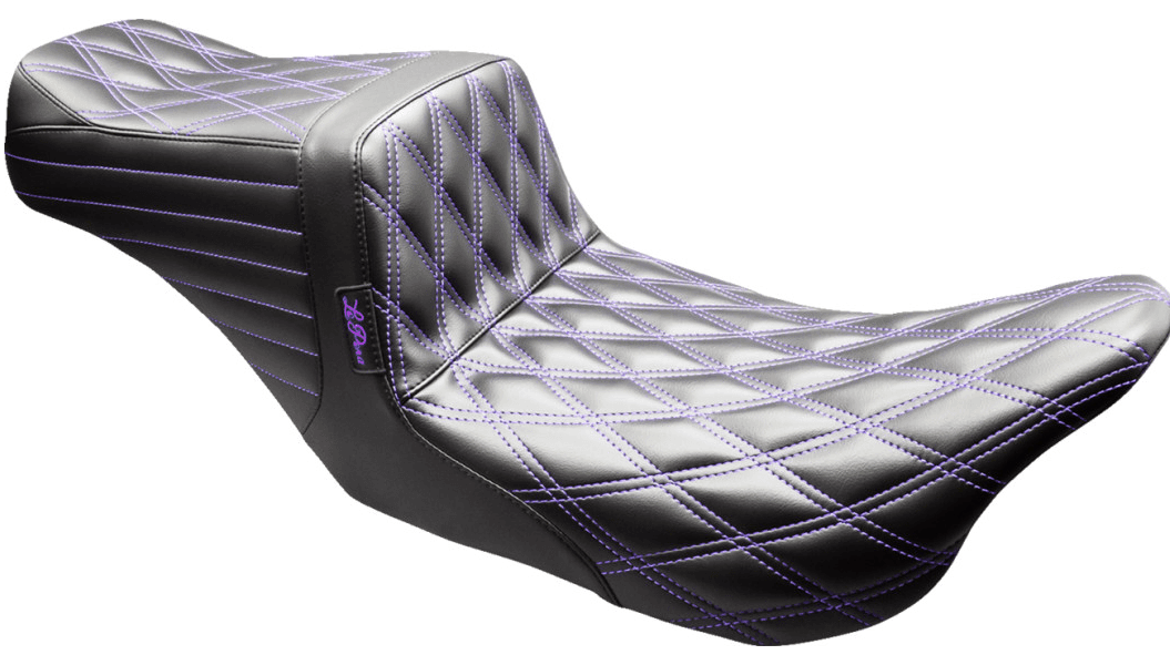 LePera Tailwhip Seat for '08-23 Harley Davidson Touring Models - Black/Purple Double Diamond Stitch