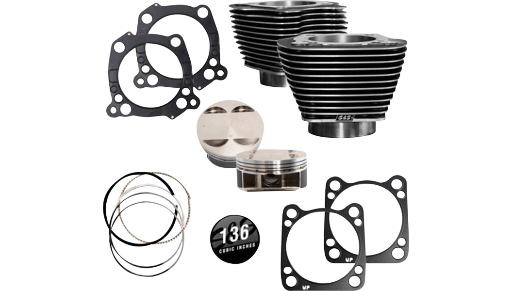 S&S Cycle 136" Big Bore Kit with 4.625" Stroke for '17-23 Harley Davidson Touring Models (Excludes VVT) Black Granite w/Highlighted Fins