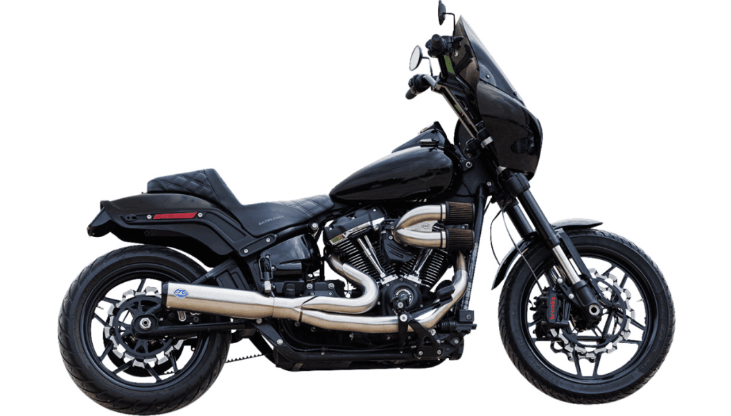 S&S Cycle 2-into-1 Qualifier Exhaust System for '18-Up Harley Davidson Softail Models - Brushed Stainless
