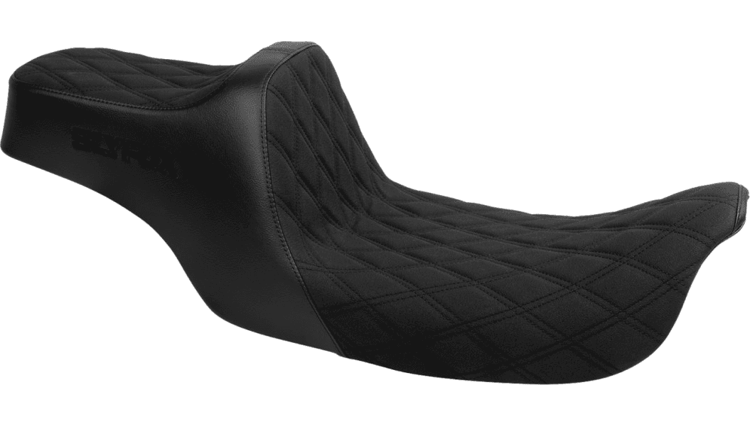 SlyFox High Noon Seat for '96-03 Harley Davidson Dyna FXD - Double Diamond - Black Logo - Black Stitch