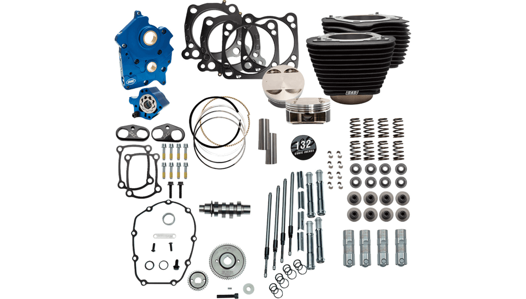 S&S Cycle 132" Power Package Engine Performance Kit with 550 Gear Drive Cam for '17-23 Oil Cooled Harley Davidson M8 Models - Wrinkle Black