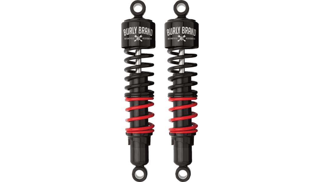 Burly Brand Stiletto Shocks for '14-24 Harley Davidson Touring - Black/Red 13" (Standard or Heavy Duty)